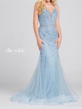 Ellie Wilde powder blue beaded mermaid gown